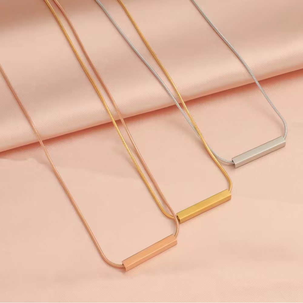 Minimalist Bar Pendant Necklace • ROSE GOLD COLOR